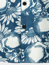 Men's Skull Sunflower Button Up Short Sleeve Art Flower Blue Rock and Roll Hawaiian Shirt