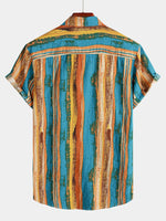 Men's Vintage Vertical Striped Short Sleeve Shirt