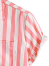 Men's Pink Flamingo & Striped Print Holiday Pocket Short Sleeve Shirt