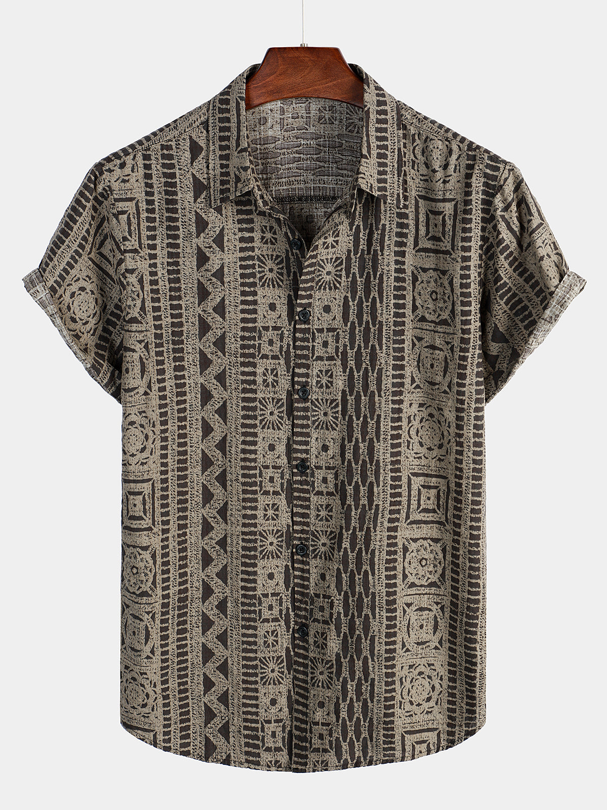 Men's Casual Boho Button Up Short Sleeve Shirt – Atlanl