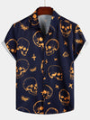 Bundle Of 2 | Men's Skull Print Art Graphic Button up Short Sleeve Aloha Hawaiian Shirt