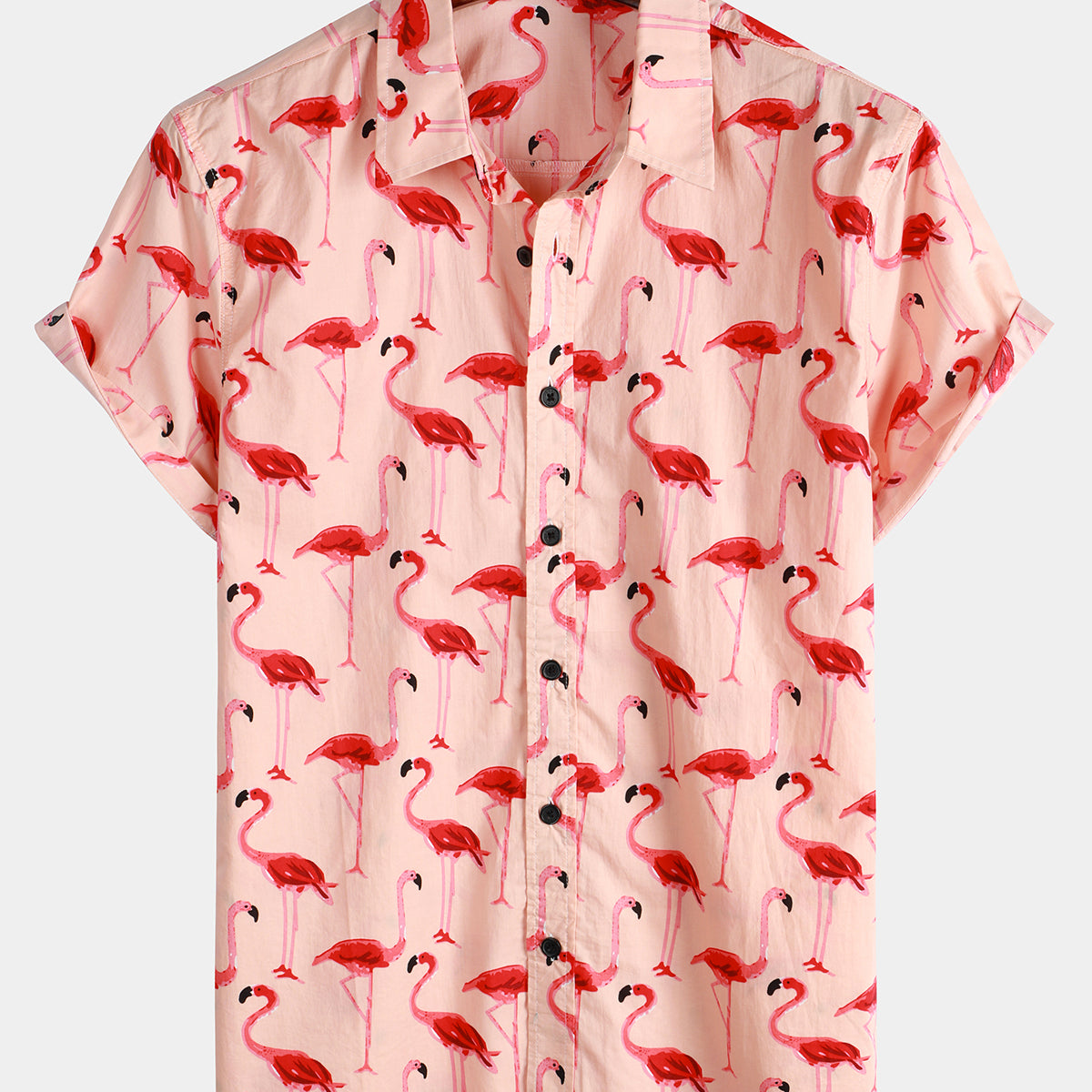 Men's Flamingo Print Short Sleeve Hawaiian Shirt