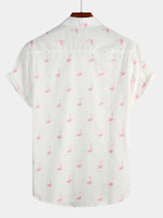 Bundle Of 2 | Men's Pink Flamingo Print Short Sleeve Button Up Shirts