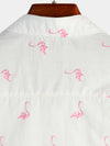 Men's Pink Flamingo Print Short Sleeve Button Up Shirt