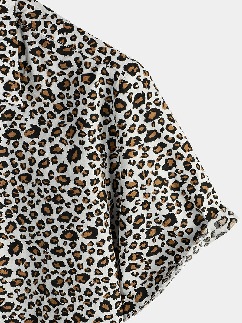 Men's Rock Leopard Print Short Sleeve Shirt