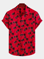 Men's Summer Tropical Coconut Tree Print Short Sleeve Shirt