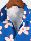 Men's Floral Blue Summer Button Up Cute Flower Short Sleeve Hawaiian Shirt