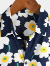 Men's Floral Beach Hoilday Cotton Button Up Breathable Short Sleeve Shirt