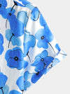Men's Blue Floral Summer Cotton Button Up Breathable Short Sleeve Shirt