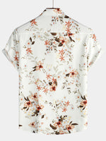 Men's Flower Print Summer Holiday Casual Floral Button Up Short Sleeve Shirt