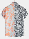 Men's Hawaiian Leopard & Flora Printed Holiday Short Sleeve Shirt