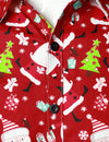Men's Christmas Santa Print Regular Fit Red Button Down Long Sleeve Dress Shirt