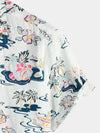 Men's Casual Hawaiian Cotton Print Short Sleeve Shirt