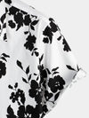 Men's Floral Print Cotton White Casual Short Sleeve Shirt