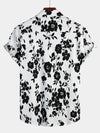 Men's Floral Print Cotton White Casual Short Sleeve Shirt