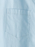 Men's Solid Color Linen Cotton Pocket Casual Button Short Sleeve Shirt