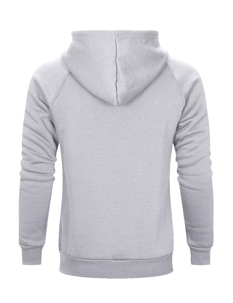 Men's Solid Long Sleeve Pullover Fall Winter Hoodie Sweatshirts With Pocket