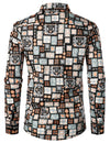 Men's Geometric Print Retro Casual long Sleeve Shirt