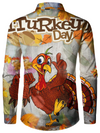 Men's Thanksgiving Funny Turkey Print Button Up Cute Animal Vacation Long Sleeve Shirt