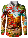 Men's Thanksgiving Turkey Button Up Cute Animal Hawaiian Thankful Vacation Long Sleeve Shirt