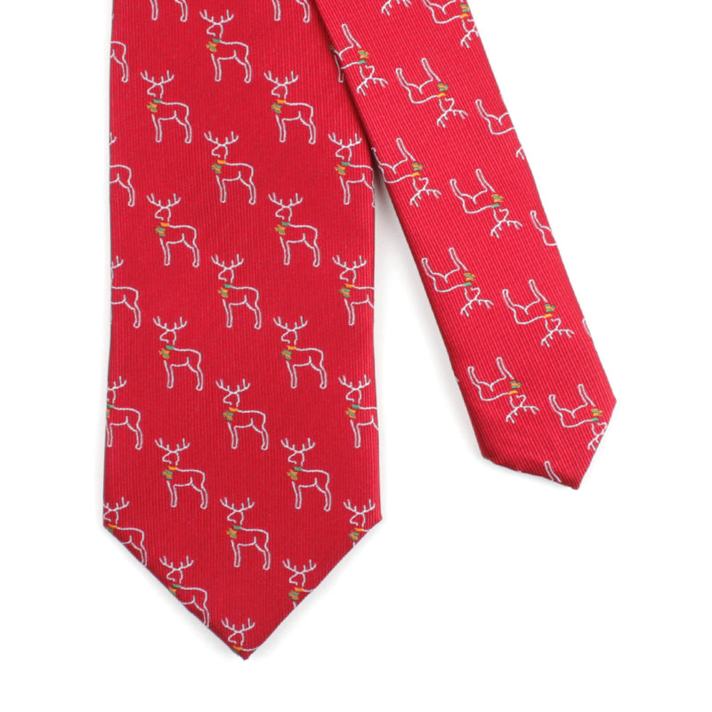 Men's Elk Christmas Holiday Xmas Red Tie