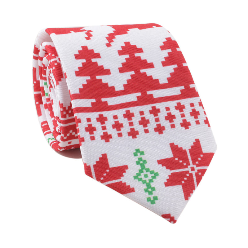 Men's Christmas Print Neckties Red Festival Xmas Tie
