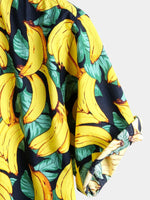 Men's Banana Cotton Fruit Print Button up Tropical Aloha Hawaiian Shirt