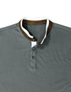 Men's Henry Collar Solid Color Long Sleeve Casual T-Shirt