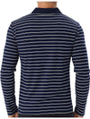 Men's Casual Breathable Cotton Striped Long Sleeve Polo Shirt