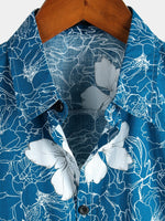 Men's Floral Print Holiday Cotton Shirt