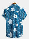 Bundle Of 4 | Men's Floral Print Button Casual Lapel Short Sleeve Shirts