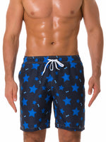 Men's Summer Casual Blue Stars Beach Shorts Swimming Trunks