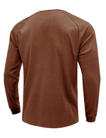 Men's  Solid Color Henry Collar Long Sleeve Casual T-Shirt