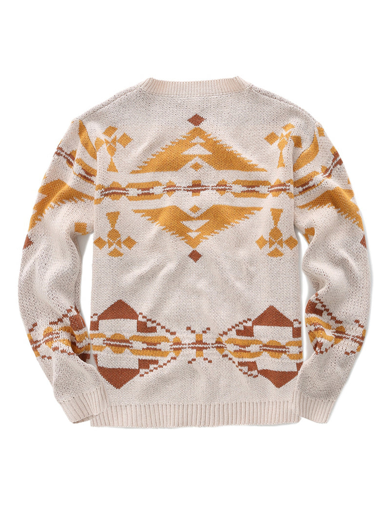 Men's Vintage V Neck Casual Beige Long Sleeve Knit Fall Winter Sweater