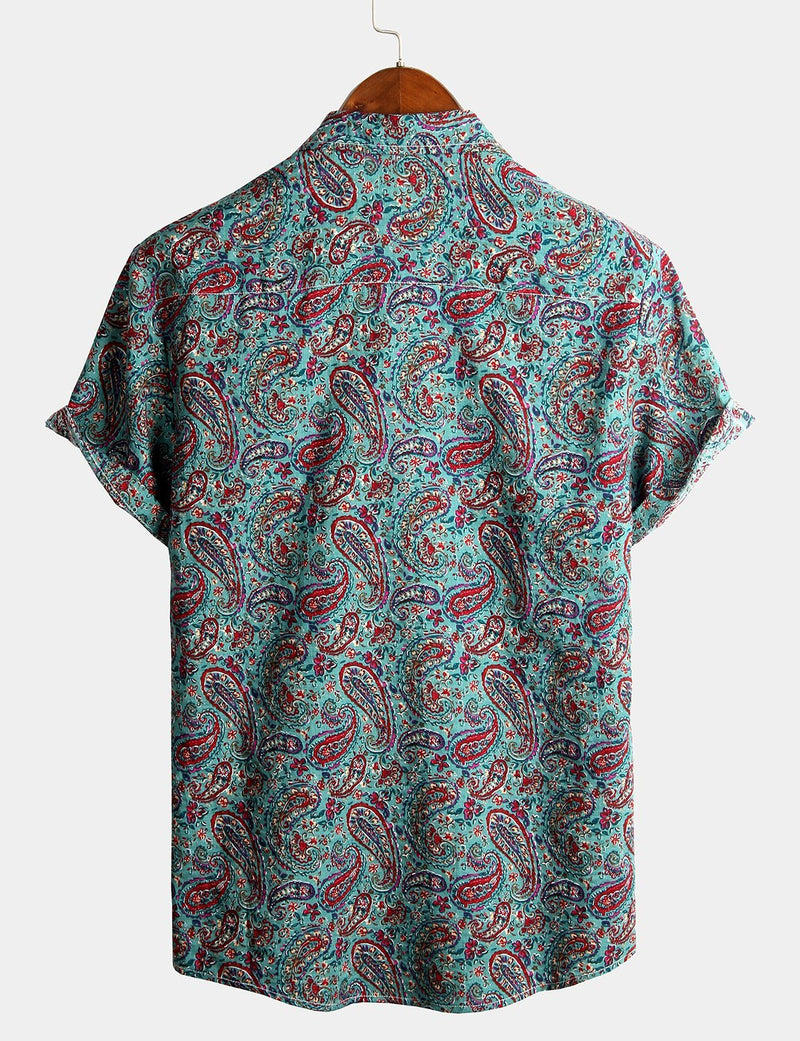Men's Paisley Vintage Cotton Retro 70s Shirt