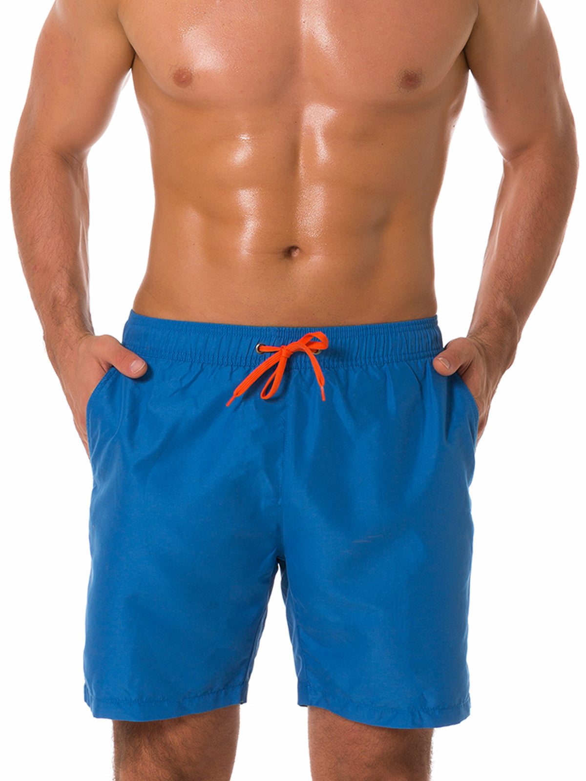 Men's Casual Summer Solid Color Beach Shorts Swimming Trunks