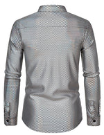 Men's 70's Disco Sequins Button Up Long Sleeve Costume Party Shirt