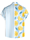 Men's Lemon Splice Print Short Sleeve Vacation Button Up Shirt