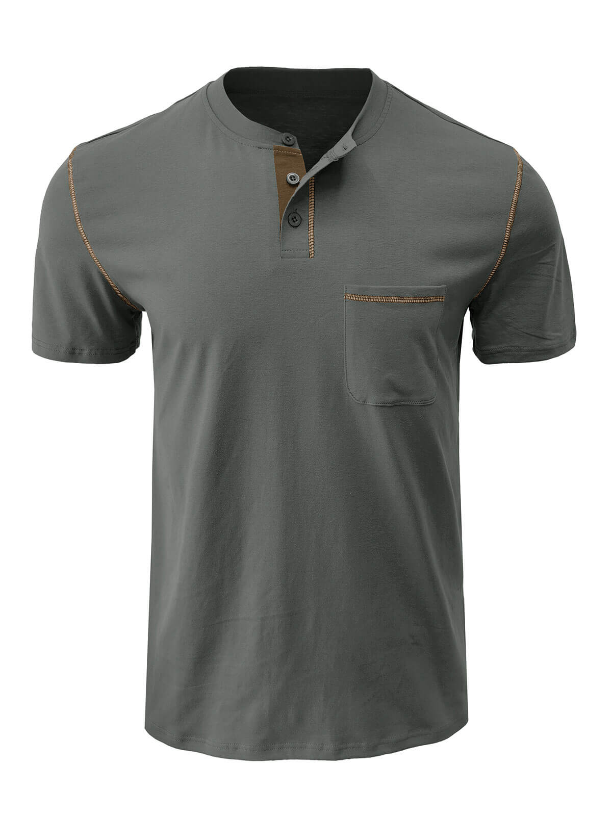 Men's Breathable Casual Solid Color Pocket Summer Short Sleeve T-Shirt