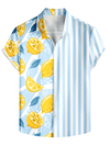 Men's Lemon Splice Print Short Sleeve Vacation Button Up Shirt