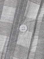 Men's Grey Plaid Casual Button Up Short Sleeve Shirt