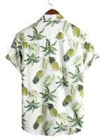 Men's Hawaii Floral Pineapple Tropical Fruit Printed Cotton Shirt