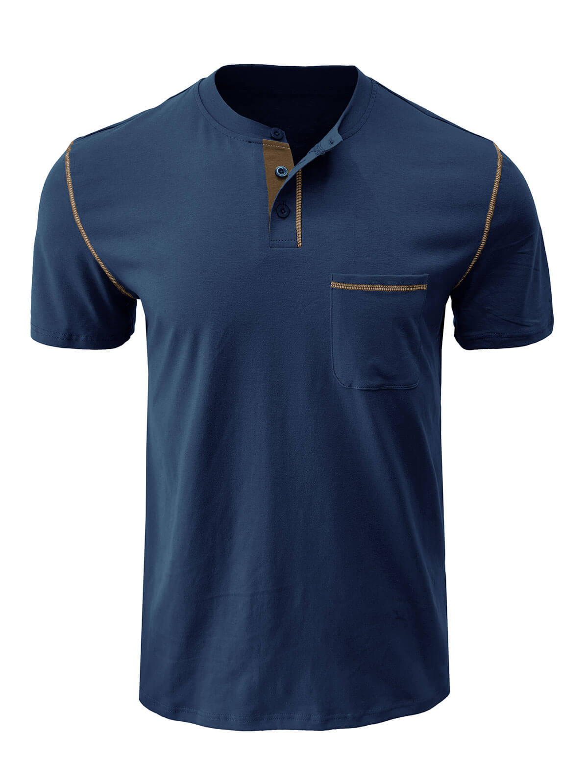 Men's Breathable Casual Solid Color Pocket Summer Short Sleeve T-Shirt