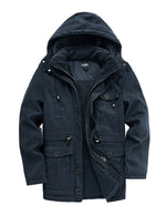 Men's Casual Hooded Sherpa Lined Windproof Coat Warm Winter Jacket