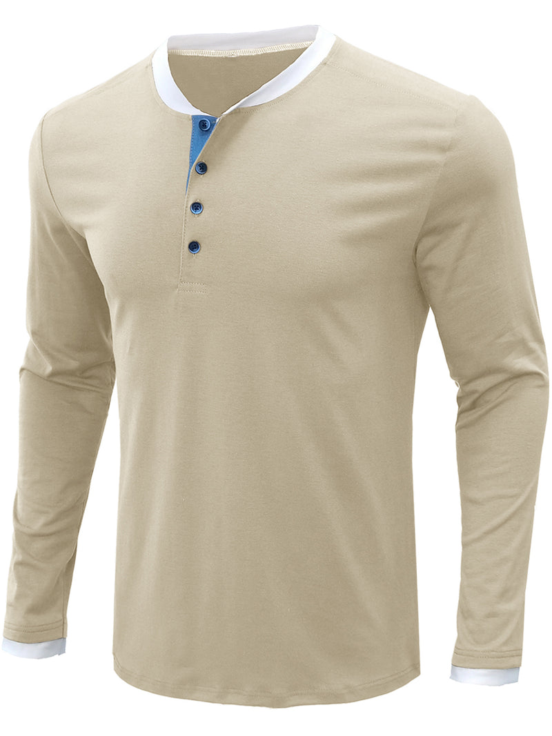 Men's Casual Solid Color Crew Neck Long Sleeve Shirt