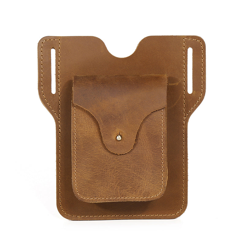 Men's Vintage Pack Waist Bag Belt Clip Phone Holster Genuine Leather Travel Hiking Belt Bag