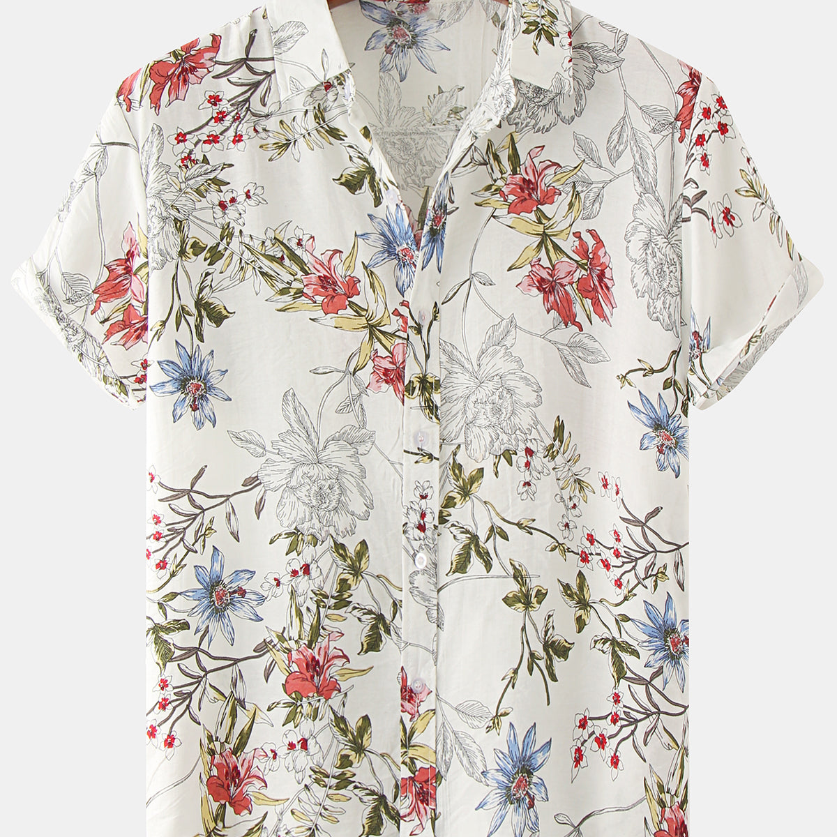 Men's Summer Floral Vintage Hawaiian Short Sleeve Shirt