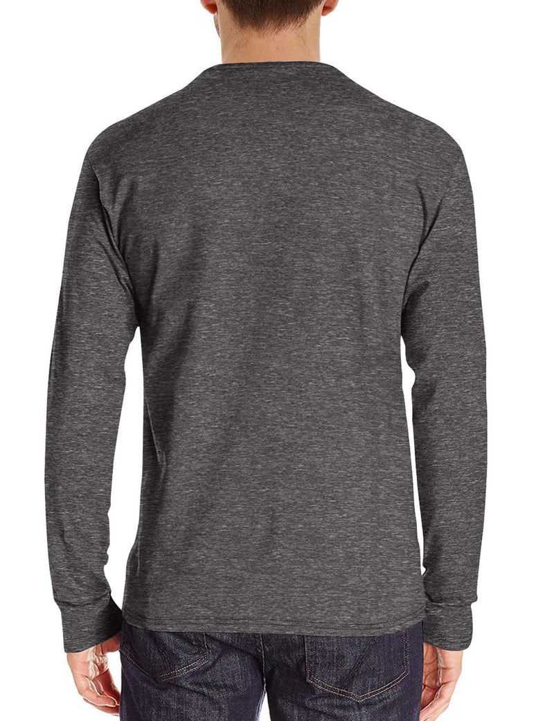 Men's Casual Henry Collar Solid Color Long Sleeve T-Shirt