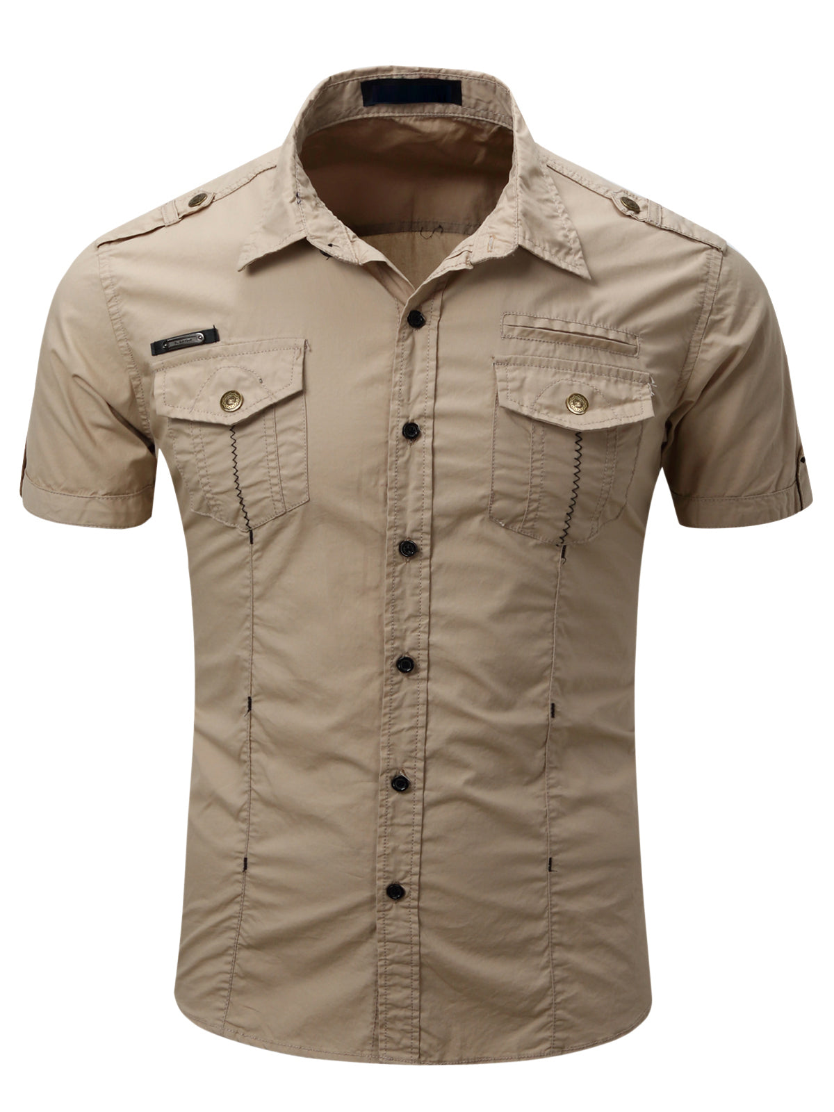 Men's Outdoor Casual Cotton Pocket Short Sleeve Shirt
