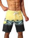 Men's Wave Palm Tree Print Holiday Casual Beach Shorts Swimming Trunks